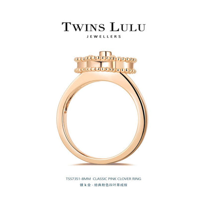 TWINS LULU洗練された贅沢ラッキーピンク四つ葉クローバーセットファッションコーデプレゼント