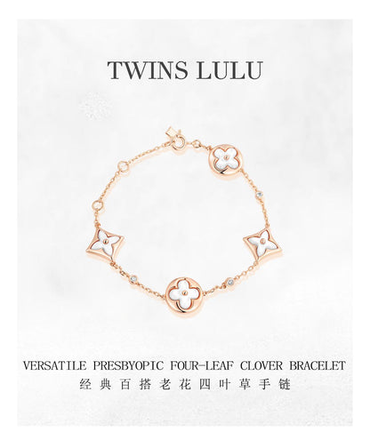 TWINS LULU  四葉クローバーブレスレット花卉ネックレス気質プレゼント