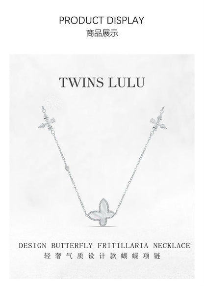 TWINS LULU高級感贅沢優雅リゾート風蝶ネックレスロマンチックプレゼント