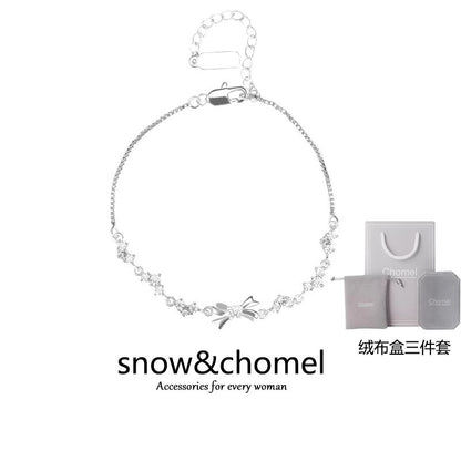 SNOW&CHOMELダイヤモンドリボンブレスレット女性ins高級感親友誕生日プレゼント