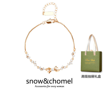 SNOW&CHOMELダイヤモンドリボンブレスレット女性ins高級感親友誕生日プレゼント