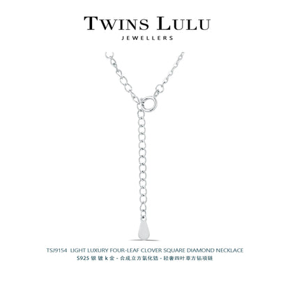 TWINS LULU贅沢イエローダイヤモンド四つ葉クローバー透かし彫り花ネックレスロマンチックプレゼント