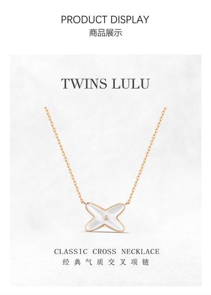 TWINS LULU﻿  優雅フランス四つ葉のクローバーのネックレス