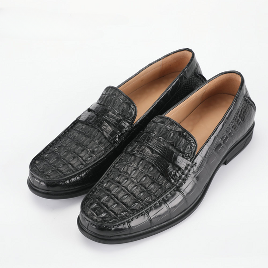 Crocodile Skin Genuine Leather Men's Leather Shoes Rubber Sole Moccasins Formal Business Casual Men's Shoes 