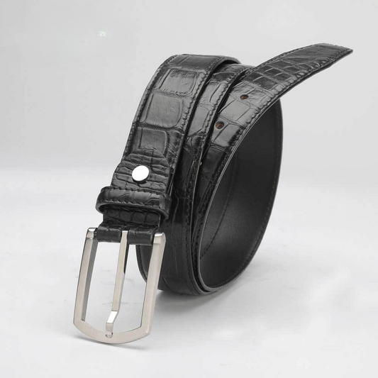 Crocodile skin belt genuine leather unisex 3.4cm casual belt 