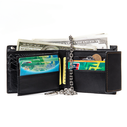 Men's short wallet genuine cowhide leather retro multifunctional men's wallet 