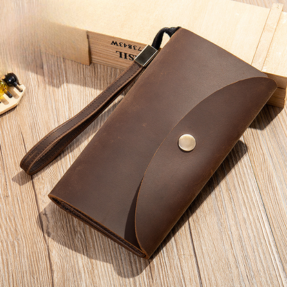 Men's Long Wallet RFID Clutch Bag Crazy Horse Retro Card Holder Men's Wallet Card Bag 