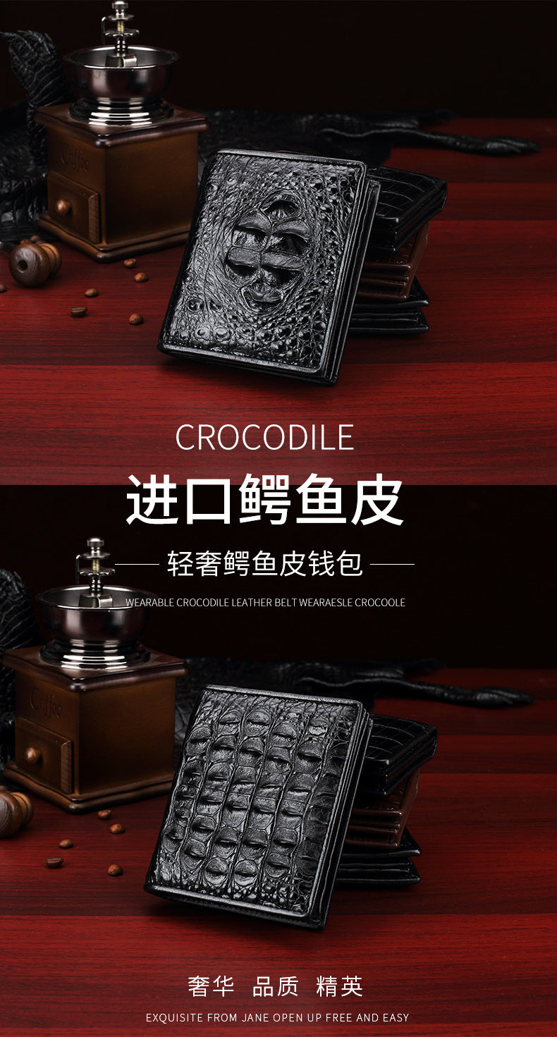 New Crocodile Skin Short Wallet Men's Wallet Genuine Leather Card Holder Business Casual High Quality Wallet 