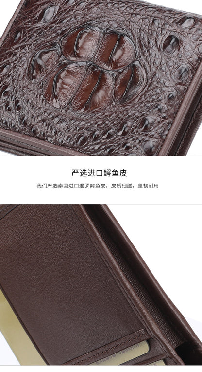 New Crocodile Skin Short Wallet Men's Wallet Genuine Leather Card Holder Business Casual High Quality Wallet 