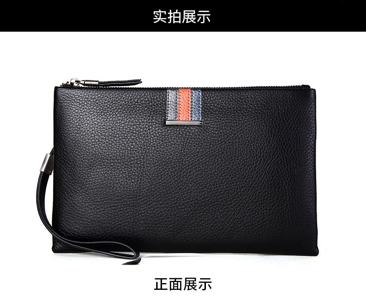 Men's Clutch Bag Genuine Cowhide Leather Casual Business Smart Anti-Theft Handbag for Men 