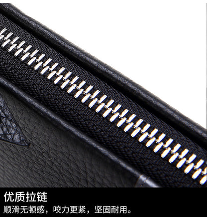 Men's Clutch Bag Genuine Cowhide Leather Casual Business Smart Anti-Theft Handbag for Men 