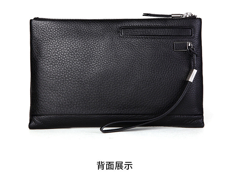 Men's Clutch Bag Genuine Cowhide Leather Casual Business Smart Anti-Theft Handbag for Men 