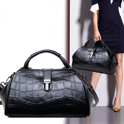 Women's Handbag Genuine Leather Fashion Ladies Shoulder Bag Cowhide Crocodile Pattern Simple Goes with Anything