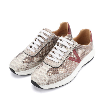 Men's Sneakers Genuine Leather Snake Skin Fashion Casual Shoes 