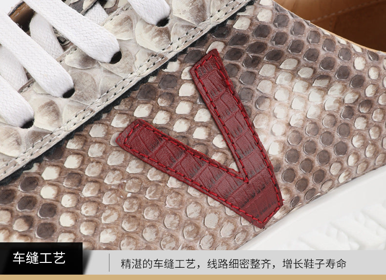 Men's Sneakers Genuine Leather Snake Skin Fashion Casual Shoes 