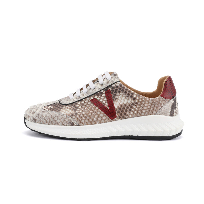 Men's Sneakers Genuine Leather Snake Skin Fashion Casual Shoes 