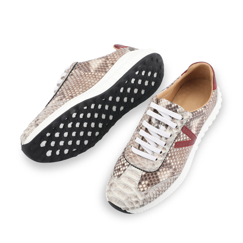 Men's Sneakers Genuine Leather Snake Skin Fashion Casual Shoes 