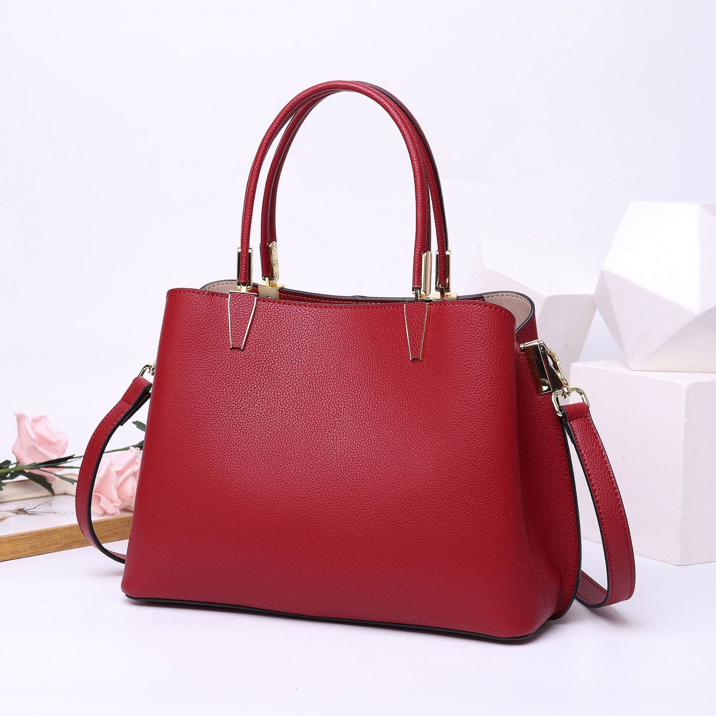 Stylish ladies handbag simple genuine leather shoulder bag diagonal bag simple commuting OL