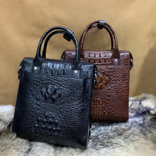 Men's briefcase Taiwanese crocodile osteoderm genuine leather business fashion crossbody shoulder bag men's handbag