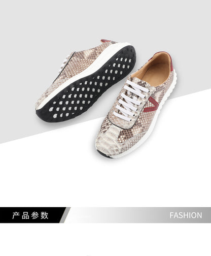 Men's Sneakers Genuine Leather Snake Skin Fashion Casual Shoes 