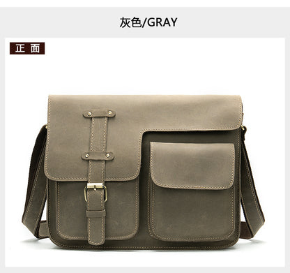 Men's Shoulder Bag Made of Genuine Cowhide Leather High Quality Vintage Large Capacity Men's Crossbody Bag Briefcase 