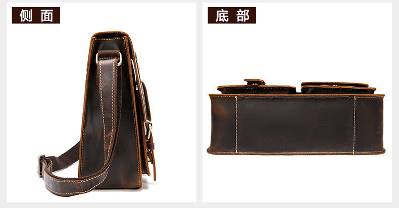 Men's Shoulder Bag Made of Genuine Cowhide Leather High Quality Vintage Large Capacity Men's Crossbody Bag Briefcase 