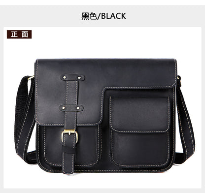 Men's Shoulder Bag Made of Genuine Cowhide Leather High Quality Vintage Large Capacity Men's Crossbody Bag Briefcase 