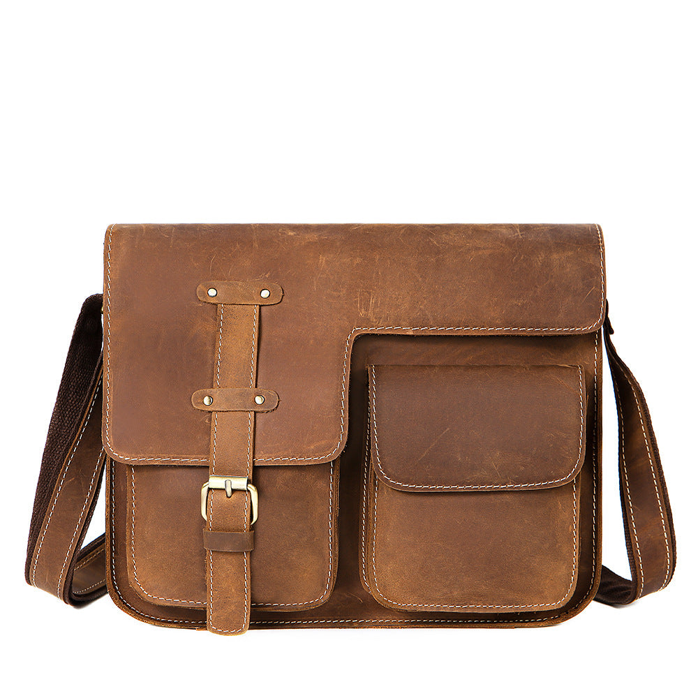 Men's Shoulder Bag Made of Genuine Cowhide Leather High Quality Vintage Large Capacity Men's Crossbody Bag Briefcase 