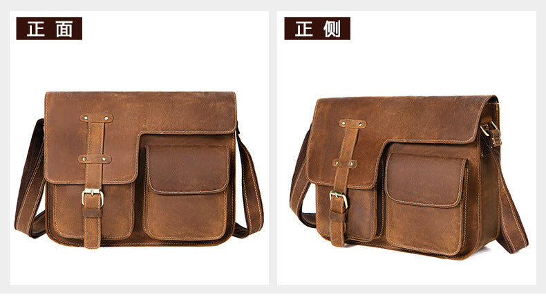 Men's Shoulder Bag Made of Genuine Cowhide Leather High Quality Vintage Large Capacity Men's Crossbody Bag Briefcase 