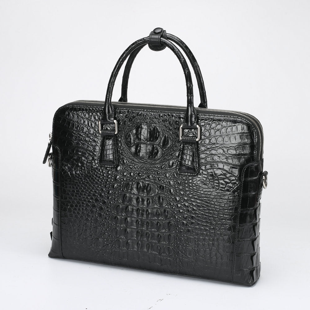 Thai Crocodile Skin Men's Briefcase Genuine Leather Double Zipper Large Capacity Business Bag Office Handbag