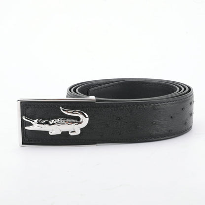 South African Ostrich Skin Men's Belt Smooth Buckle Stylish Fashion Bicasual Men's Belt 