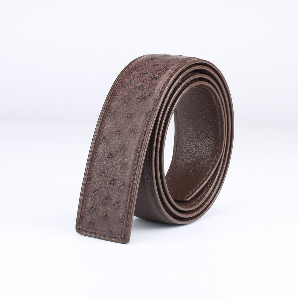 Width 3.8cm Ostrich Skin Genuine Leather Men's Belt Casual Plate Buckle Needle Buckle Men Belt No Buckle 