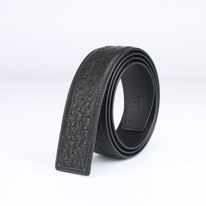 Width 3.8cm Ostrich Skin Genuine Leather Men's Belt Casual Plate Buckle Needle Buckle Men Belt No Buckle 