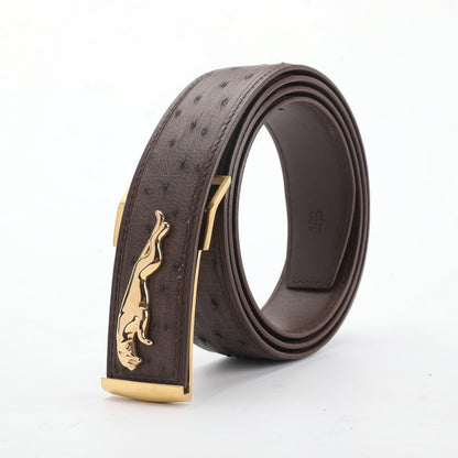 South African Ostrich Skin Genuine Leather Men's Belt High Quality Men's Belt 