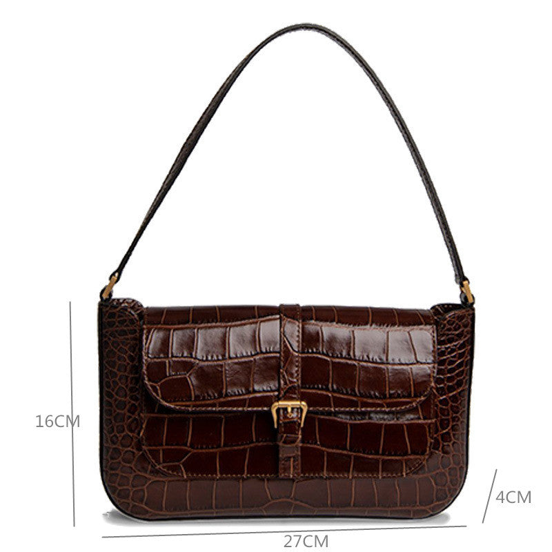 Crocodile pattern baguette bag underarm crossbody small square bag shoulder bag shoulder bag