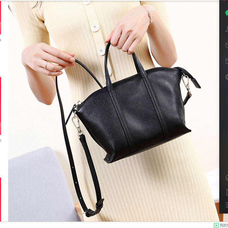 Women's handbag genuine leather shoulder bag cowhide temperament crossbody bag zipper commuting OL 