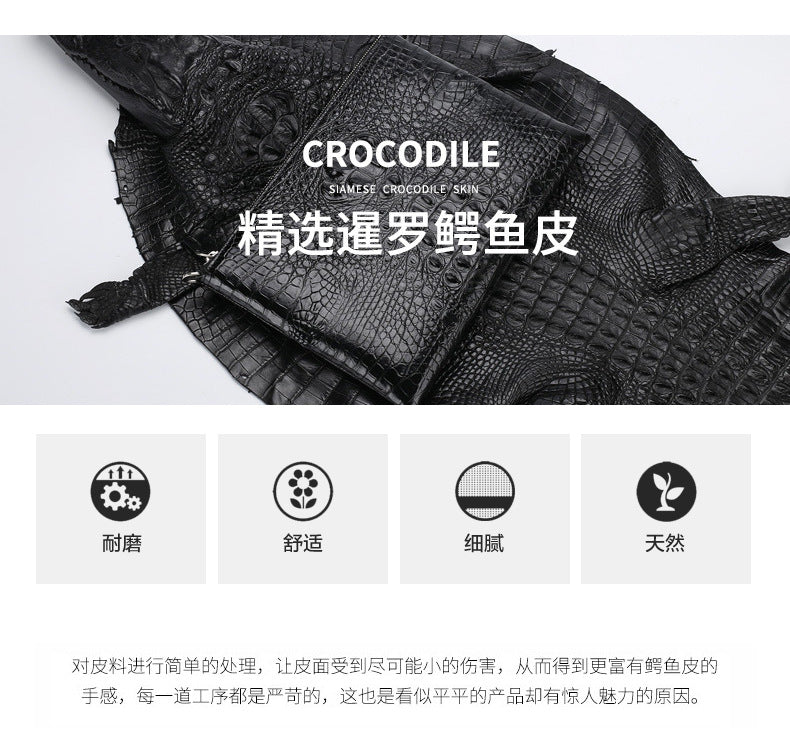 New Crocodile Skin Men's Handbag Business Casual Half Hand Sewn Men's Bag 