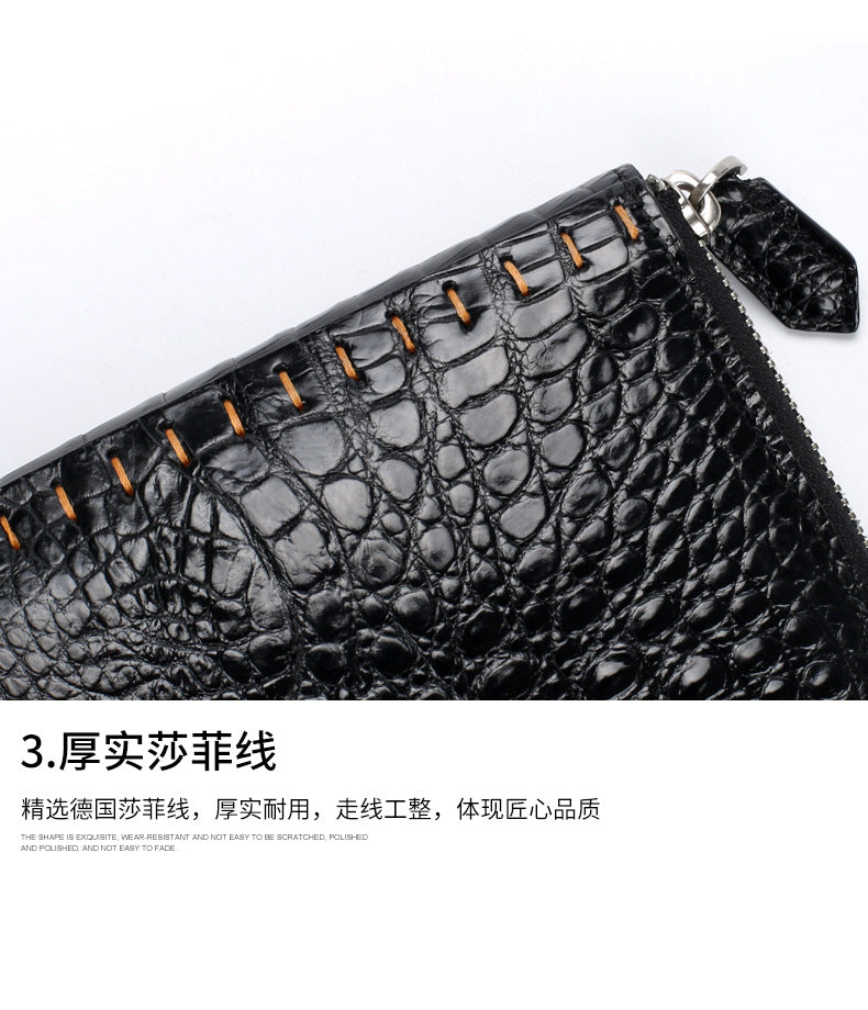 New Crocodile Skin Men's Handbag Business Casual Half Hand Sewn Men's Bag 