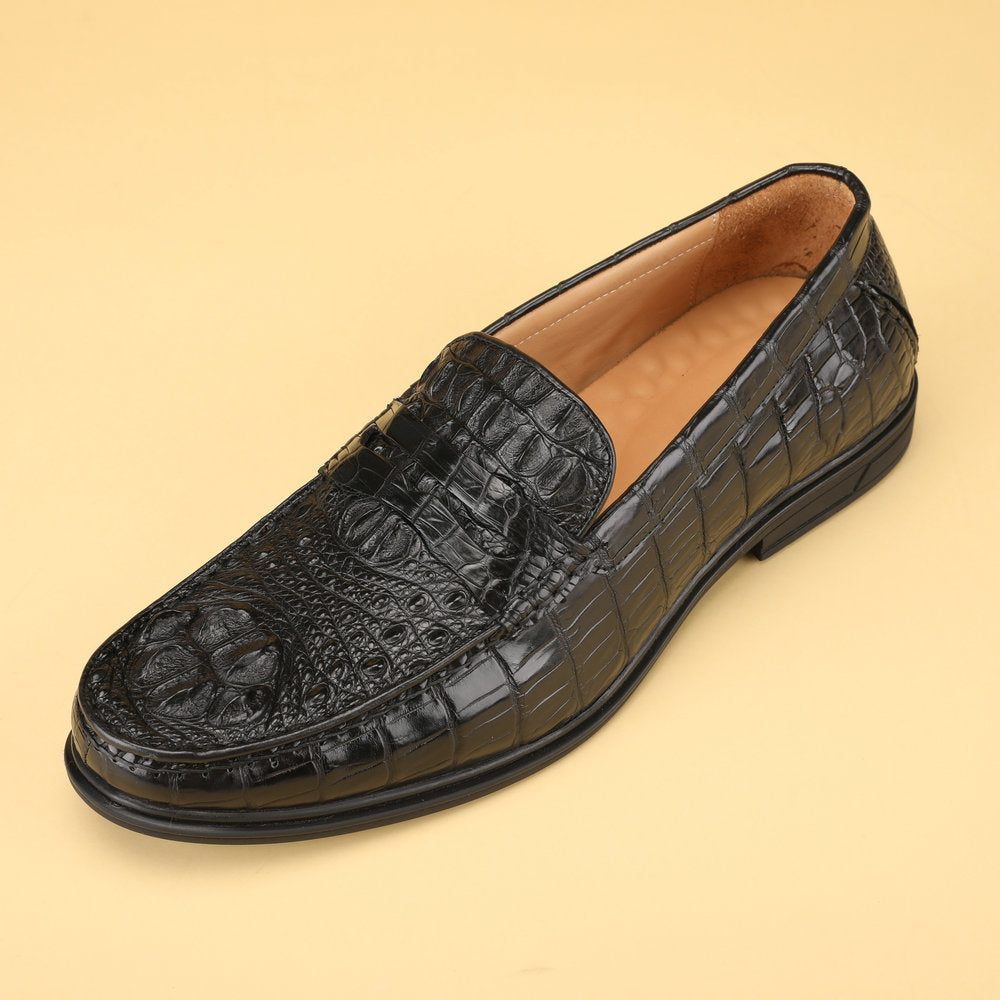 New Men's Leather Shoes Crocodile Skin Genuine Leather Moccasins Business Casual Formal Shoes 