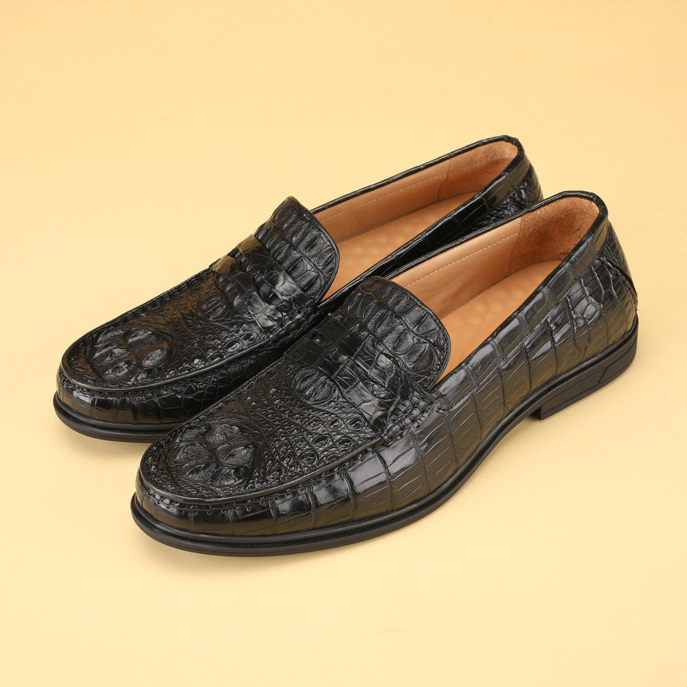 New Men's Leather Shoes Crocodile Skin Genuine Leather Moccasins Business Casual Formal Shoes 