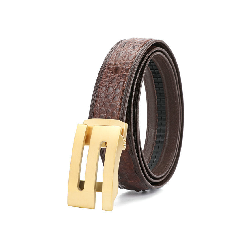 Crocodile leather genuine leather men's belt automatic buckle business casual gift present 