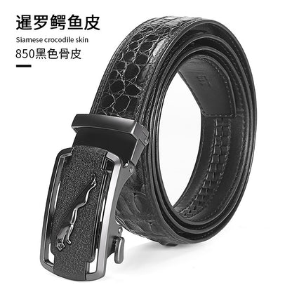 Crocodile leather genuine leather men's belt automatic buckle business casual gift present 