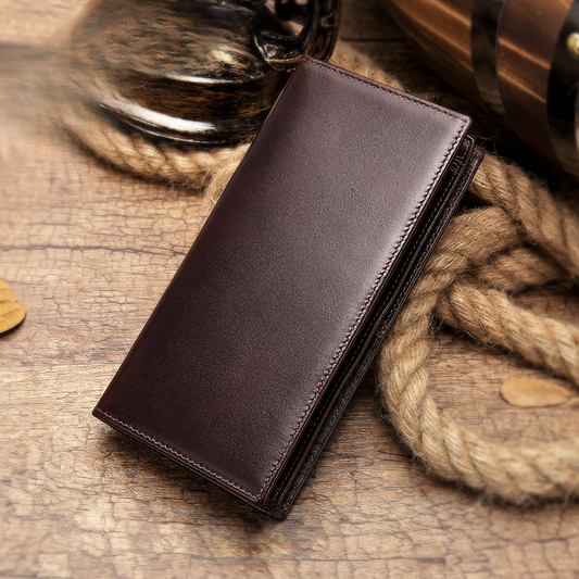 Men's long wallet, genuine cowhide leather, coin purse, card holder, business wallet for men 