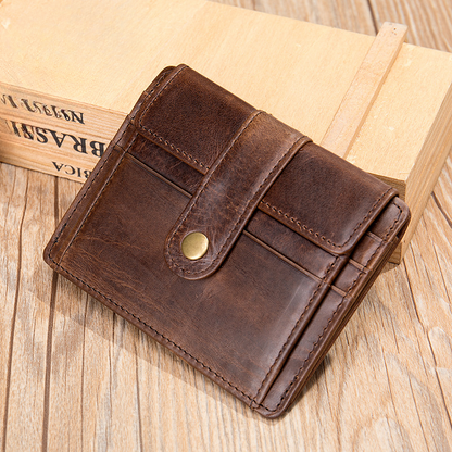 Men's Wallet Genuine Cow Leather Large Capacity Card Bag Retro Card Holder Men's Wallet 