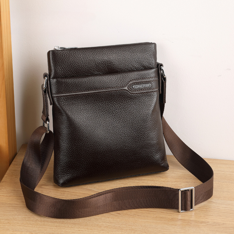 Men's Shoulder Bag Genuine Leather Cowhide Business Crossbody Bag for Men 