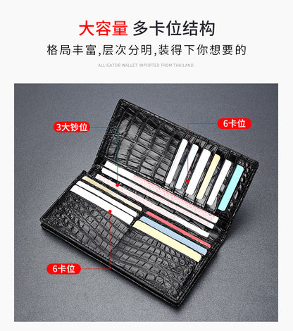 ワニ皮長財布 メンズ財布 カードバッグ 本革 ビジネス ウォレット