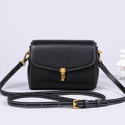 Genuine leather women's fashion simple crossbody bag trumpet bag cowhide shoulder bag.Pochette