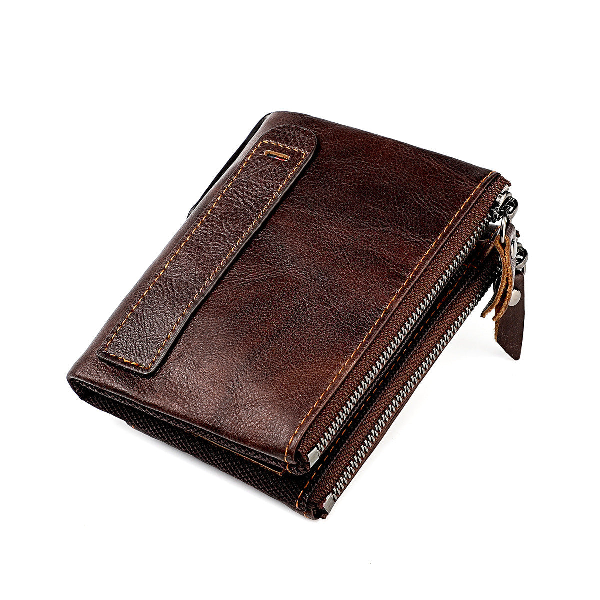 Men's short wallet, genuine cowhide leather, fashion clutch bag, RFID anti-theft coin purse, multi-functional men's wallet 