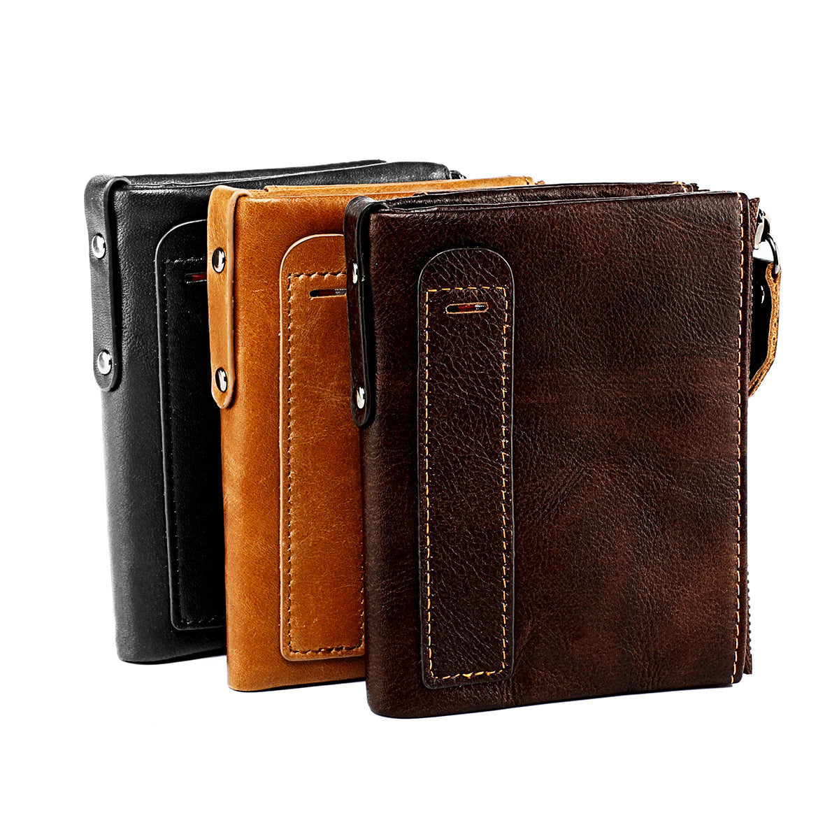 Men's short wallet, genuine cowhide leather, fashion clutch bag, RFID anti-theft coin purse, multi-functional men's wallet 