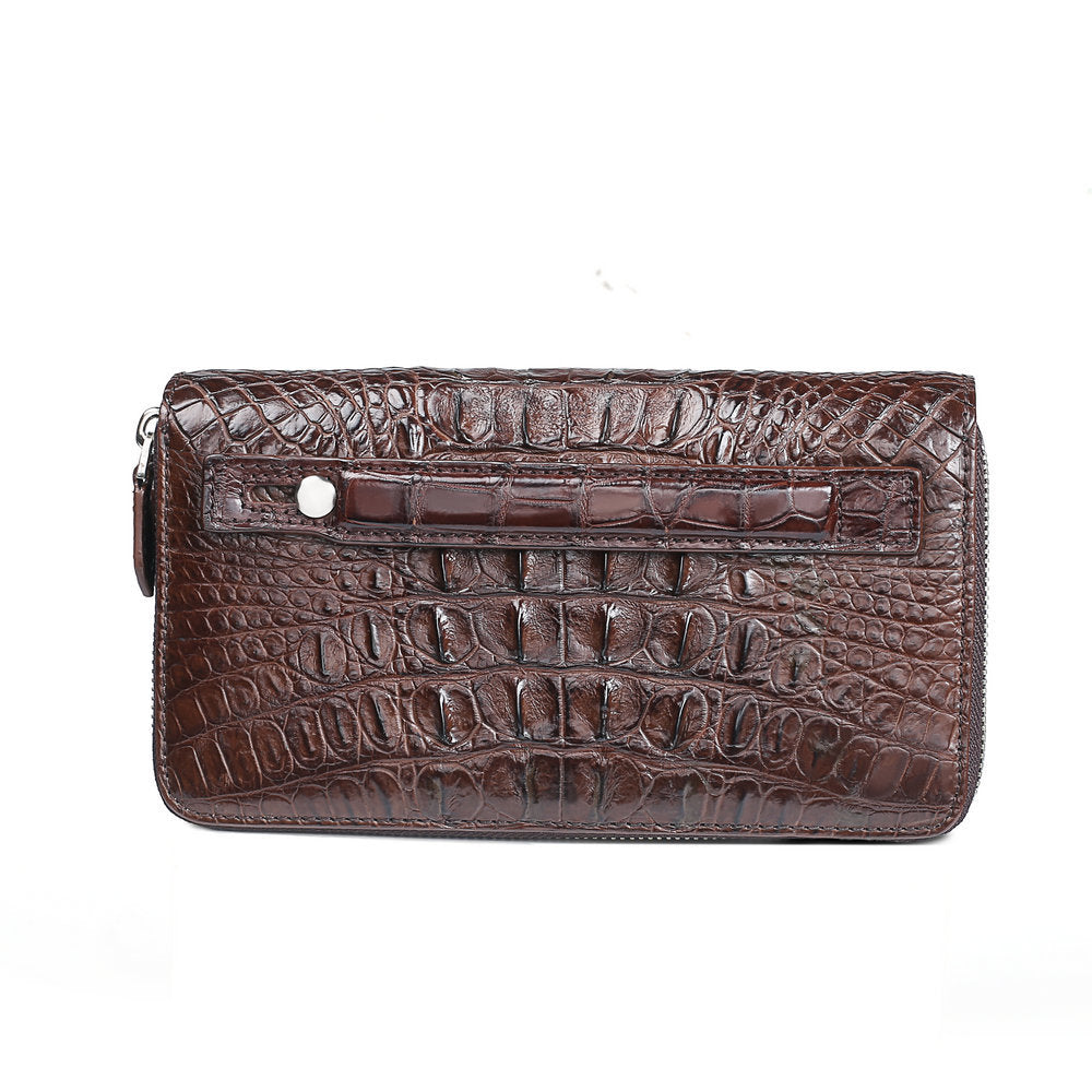 Taiwanese Crocodile Skin Genuine Leather Long Wallet Double Zipper Business Casual Large Capacity Handbag Wallet 